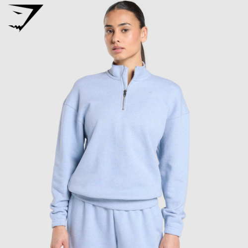 Rest Day Sweats 2.0 1/4 Zip Pullover - Blue Marl (M)