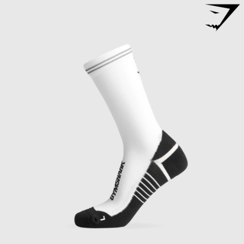 Crew Running Socks - White/Black (S)