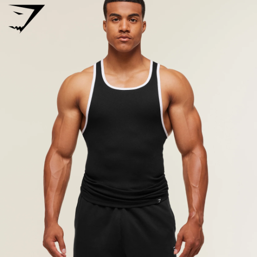 Gymshark Ribbed Tank 1PK - Black/White (L)