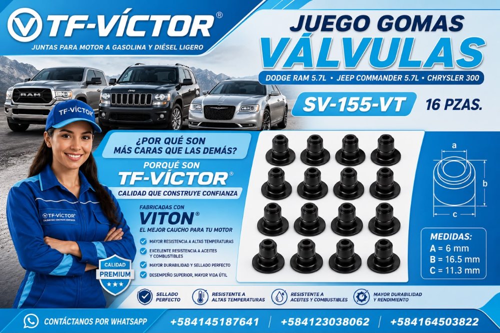 Juego Gomas Válvulas Dodge Ram 5.7L Hemi TF-VICTOR