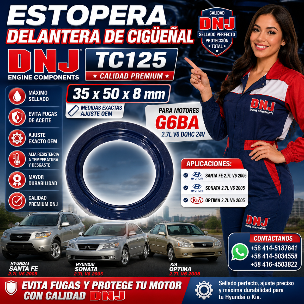 Estopera  Delantera  Cigüeñal Hyundai  Santa Fe / Sonata / Kia Optima  Motor 2.7L