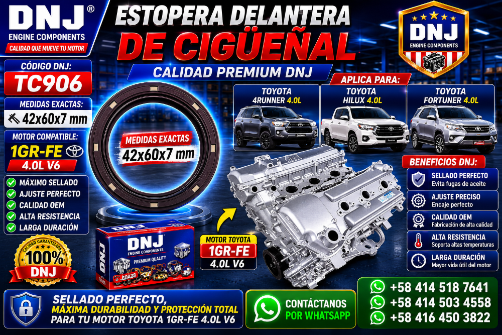 Estopera Delantera Cigueñal Toyota 4Runner / Hilux Kacvac / Fortuner Motor 4.0L 1GRFE