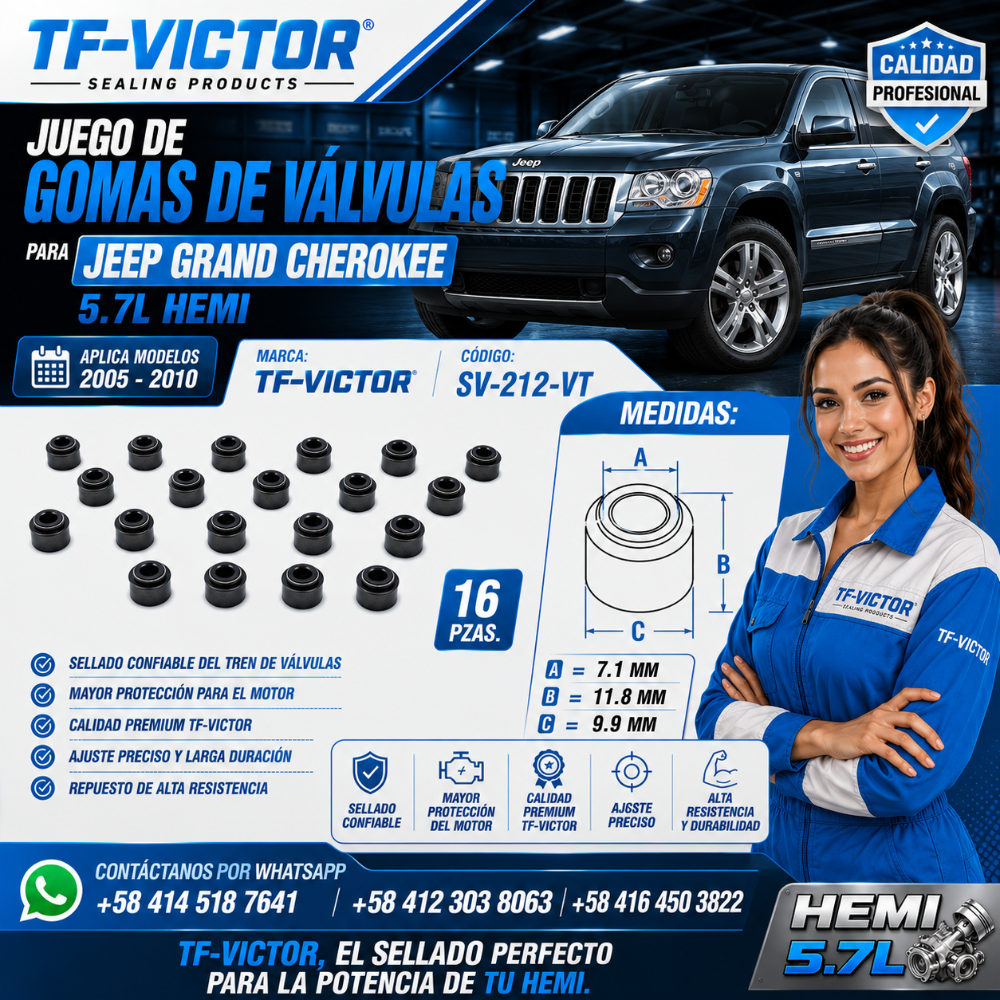 Juego Gomas Válvulas Jeep Grand Cherokee 5.7L 4G TF-VICTOR