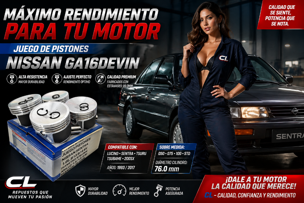 Juego Pistones 020 Nissan 020 Nissan Sentra Motor B13/B14 8 val DC PISTONS