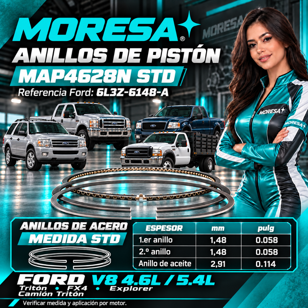Juego Anillos STD Ford Triton 5.4L  2Val Fx4 5.4L 3 Val. Explorer 4.6L 2 val y 3 val