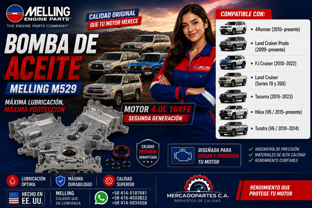 Bomba Aceite Tapa Cadena Toyota Hilux /Kavak / Fortunner 4.0L Motor 1GR 2 Segunda Generacio MELLING n