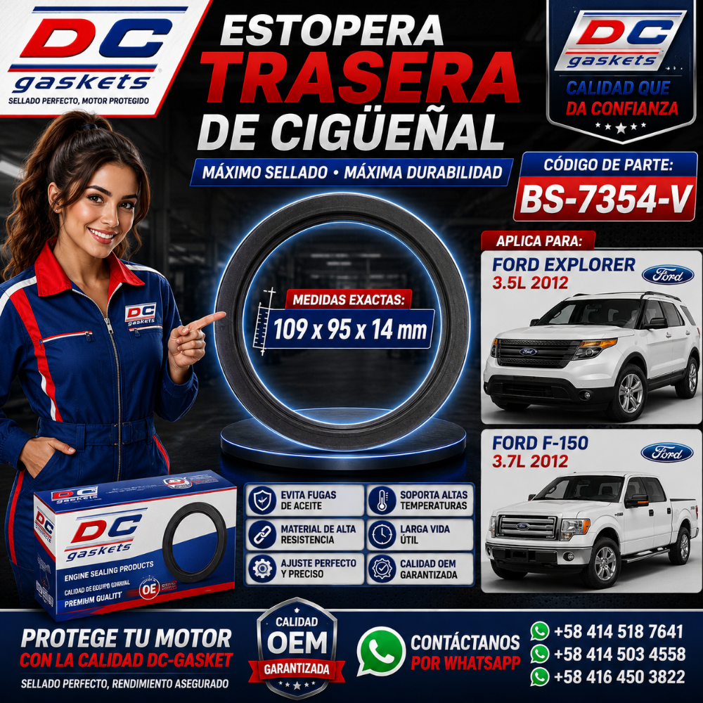 Estopera Trasera Cigüeñal Ford Explorer 3.5L 2012 En Adelante DC GASKET