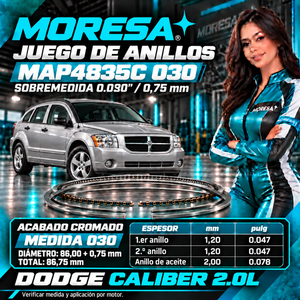 Juego Anillos 0.30 Dodge Caliber 2.0L Motor GEMA