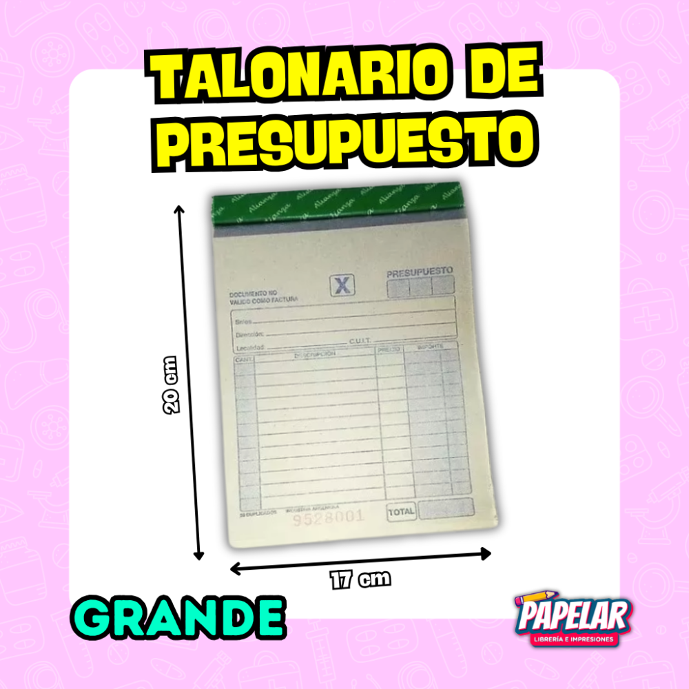 TALONARIO DE PRESUPUESTO GRANDE