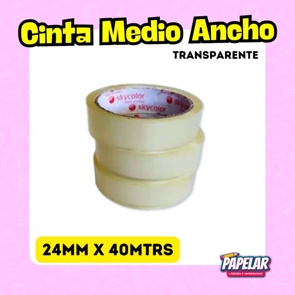 CINTA MEDIO ANCHO 24X40MTRS TRANSPARENTE