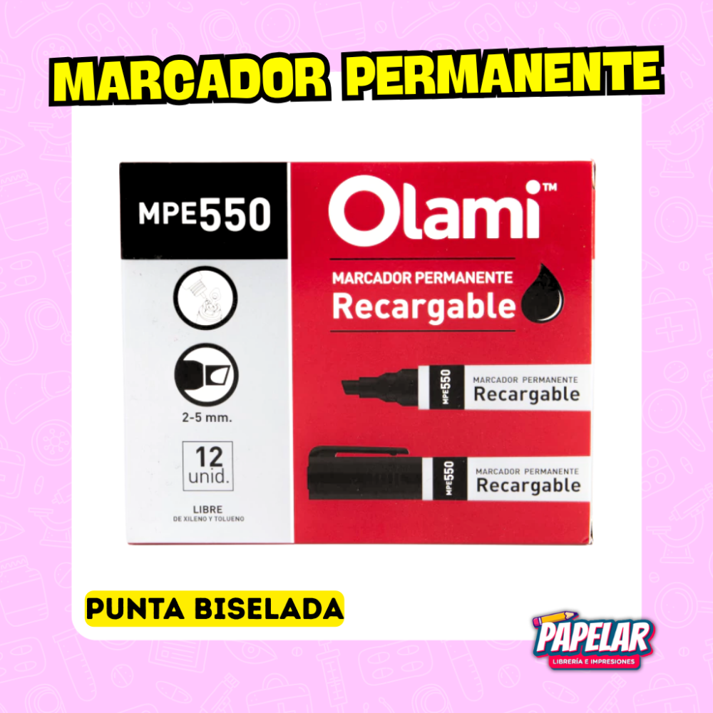 MARCADOR PERMANENTE OLAMI PUNTA BISELADA