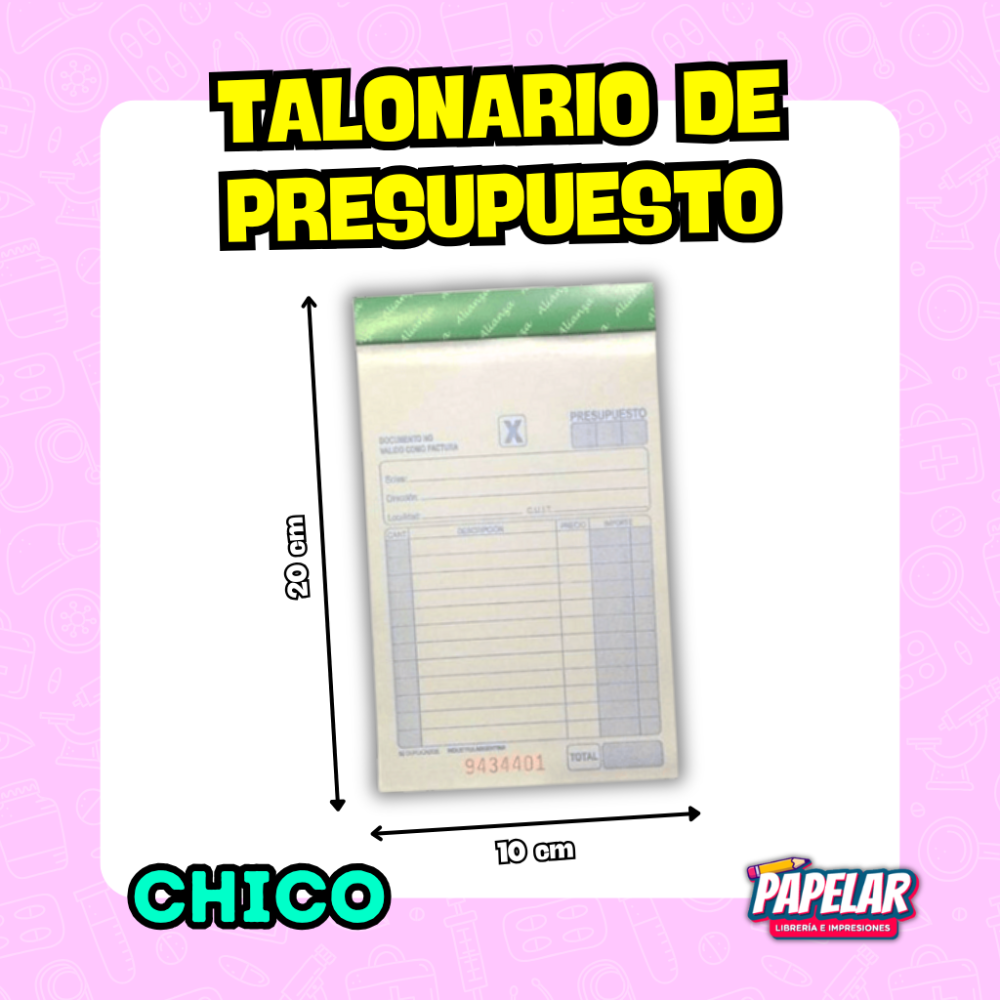 TALONARIO DE PRESUPUESTO CHICO