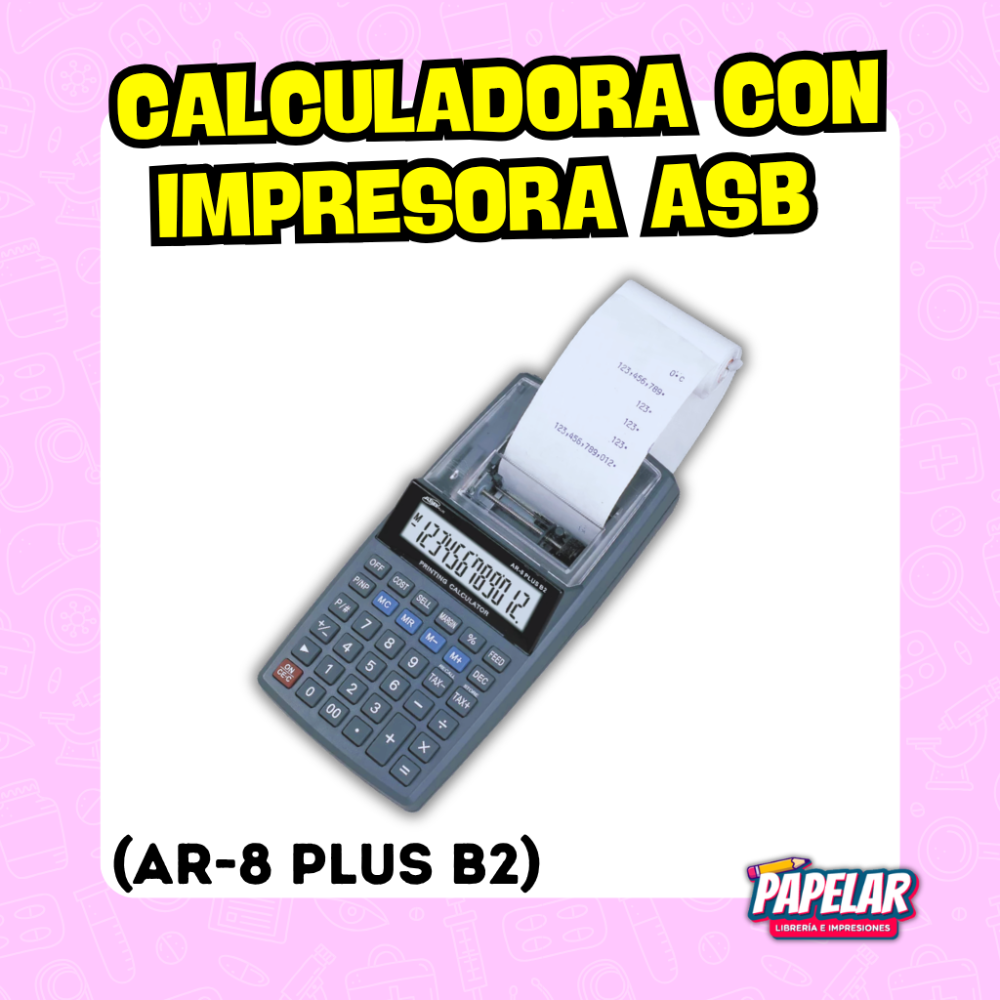 CALCULADORA ASB  CON IMPRESORA AR-8 PLUS B2