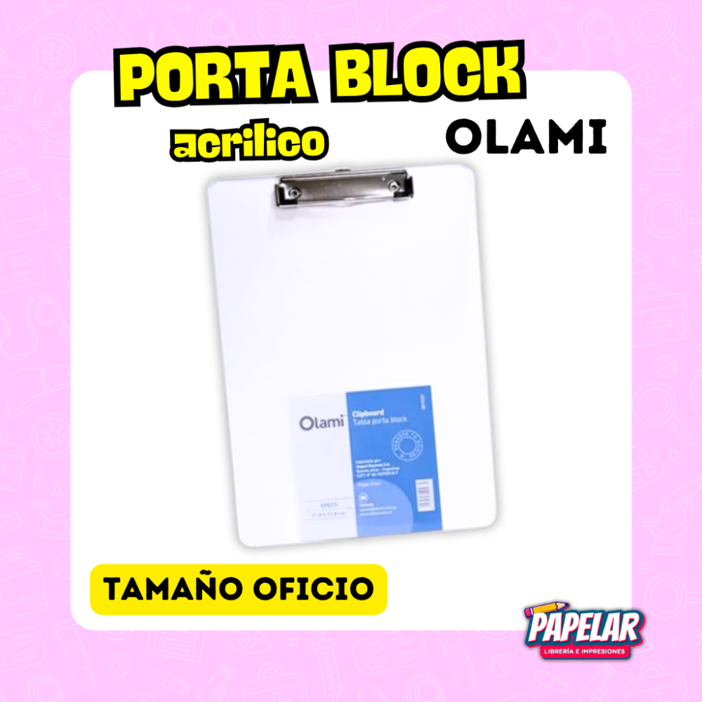 PORTABLOCK ACRILICO OLAMI OFICO TRANSPARENTE