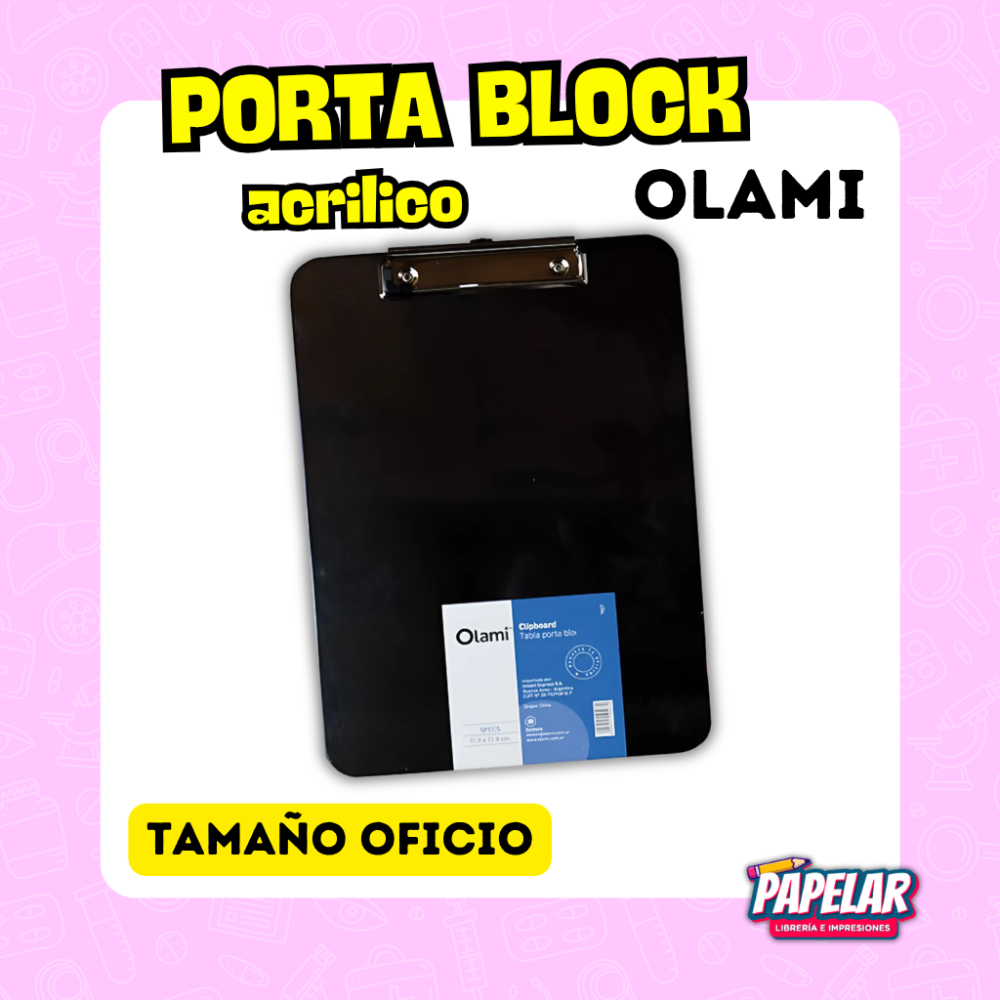 PORTABLOCK ACRILICO OLAMI OFICO NEGRO