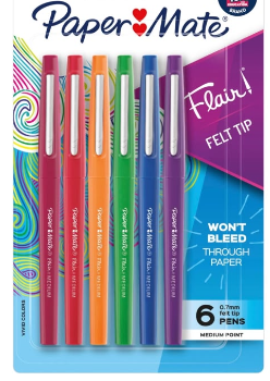 6 pck plumas paper mate