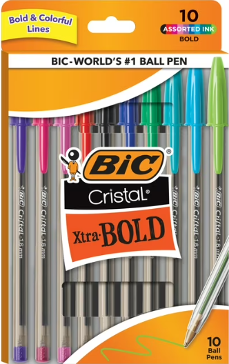 10 pck plumas bic