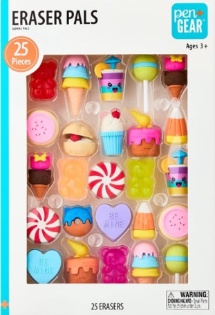 25 pck borradores de dulces pen+gear