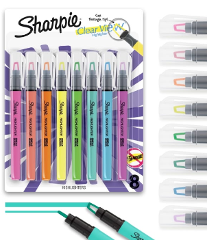 marca textos sharpie( clear view)