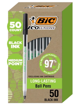 plumas negras bic 50pcs