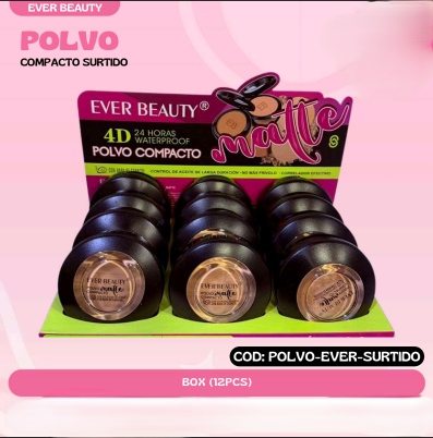 Atrevete Everbeauty Polvo Compacto 4D Matte Tapa Negra x 1 Unidad