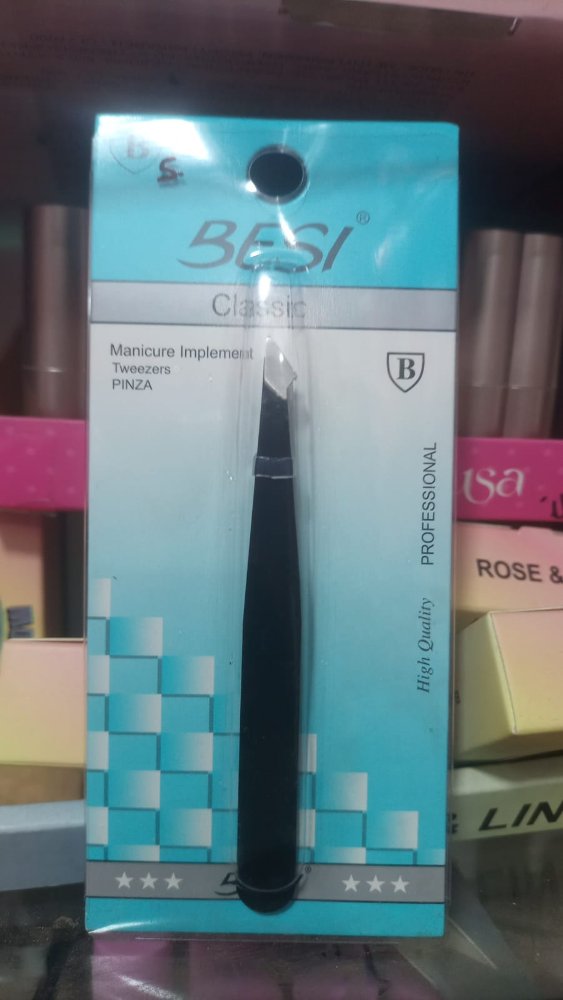 Besi Pinza Negra Punta Plana De Lado x 1 Unidad