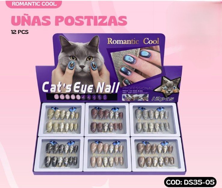 Atrevete Romantic Cool Uñas Postizas Efecto Ojo De Gato En Cajita De Plastico x 1 Unidad