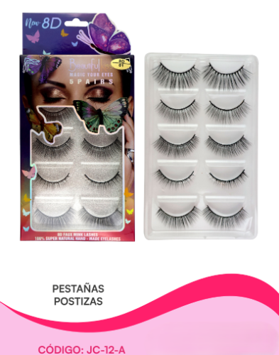 Beautiful Pestañas En Tira 8D Mariposa x 5 Pares (JC-12-A)