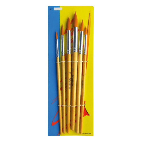 Besi Corona Juego De Pinceles x 6 Redondo Caritas Pintadas