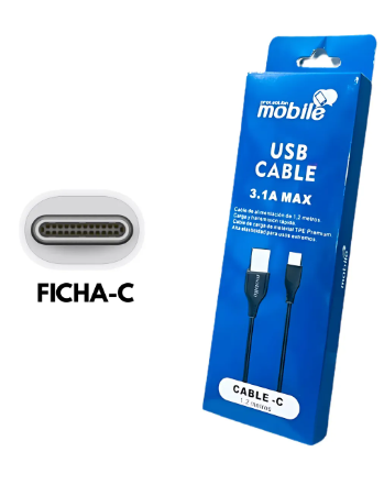CABLE MOBILE USB A TIPO C 3.1A MAX 1.20M