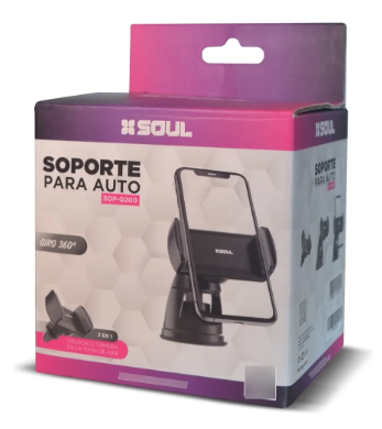 Soporte Soul Q200 Celular Auto 2 En 1 Parabrisas Y Rejilla Color Negro