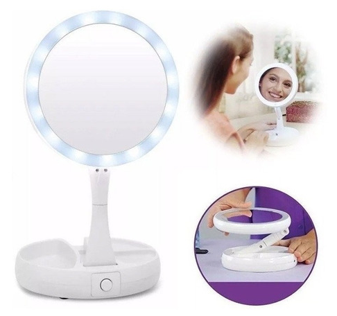 ESPEJO C/LUZ LED AUMENTO X10 USB/PILA