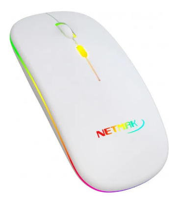 Mouse Inalámbrico Recargable Blanco Netmak NM-W90 RGB 1600DPI 2.4GHz
