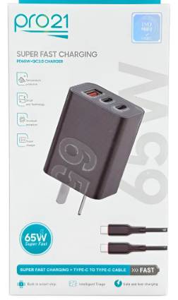 Cargador celular PRO21 65w Rapido