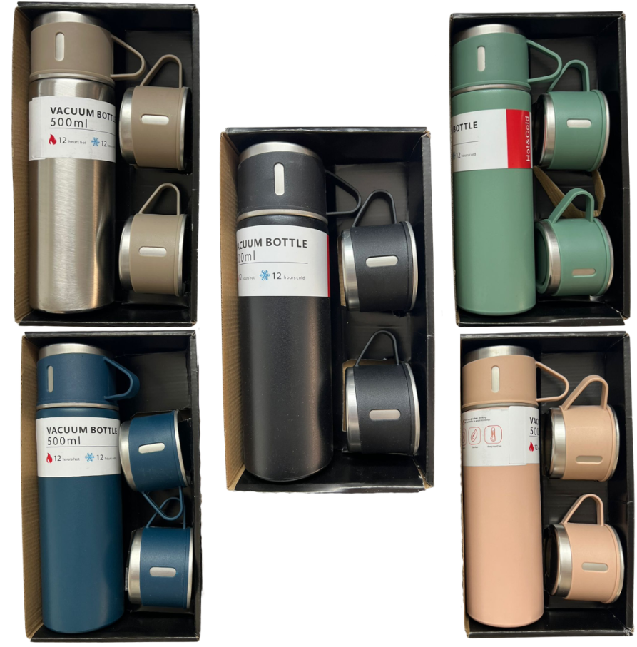 SET DE TERMO 500ML C/ 3 TAZAS VACUUM FLASK