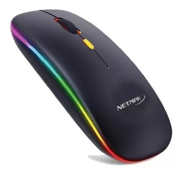 Mouse Inalámbrico Netmak NM-W90 RGB 4 Botones 1600DPI Recargable Negro
