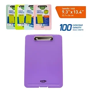 PORTAPAPELES CON CLIP POINTER PASTEL