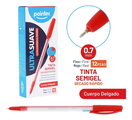 BOLIGRAFO SEMIGEL ROJO POINTER