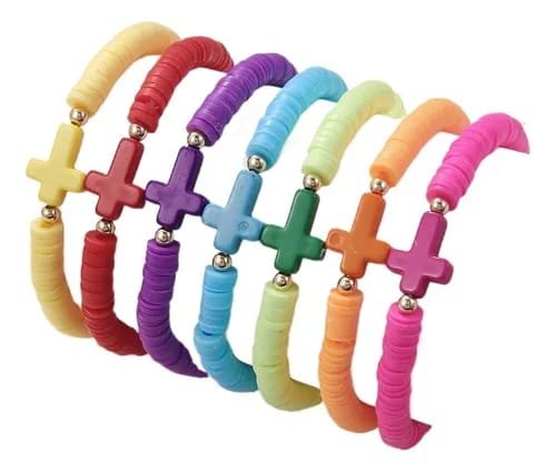 PULSERA DE COLOR CON CRUZ