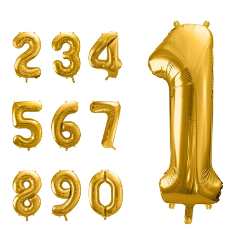 GLOBOS NUMEROS DORADOS