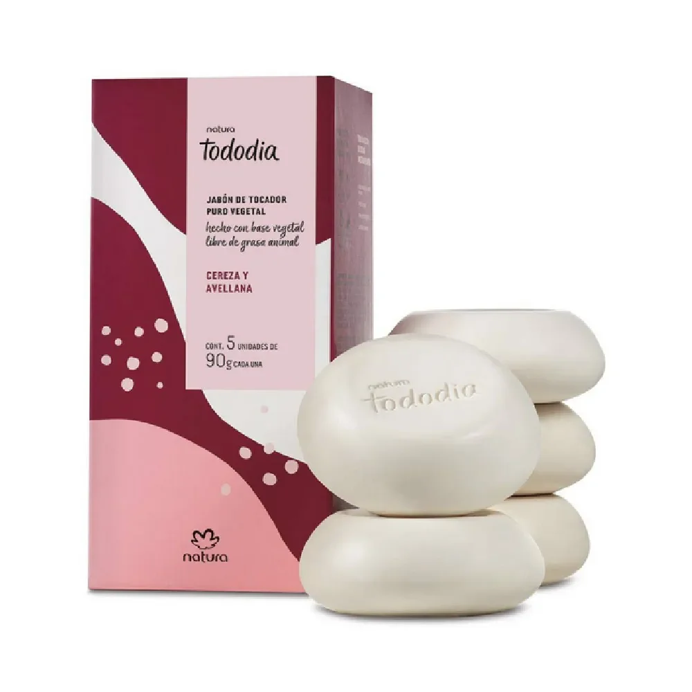 Jabones en Barra Puro Vegetal Tododia Cereza y Avellana Natura 90 g X5