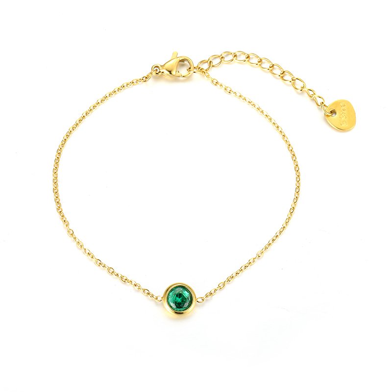 Pulsera con Circonea Central Verde - Dorado - PUL160