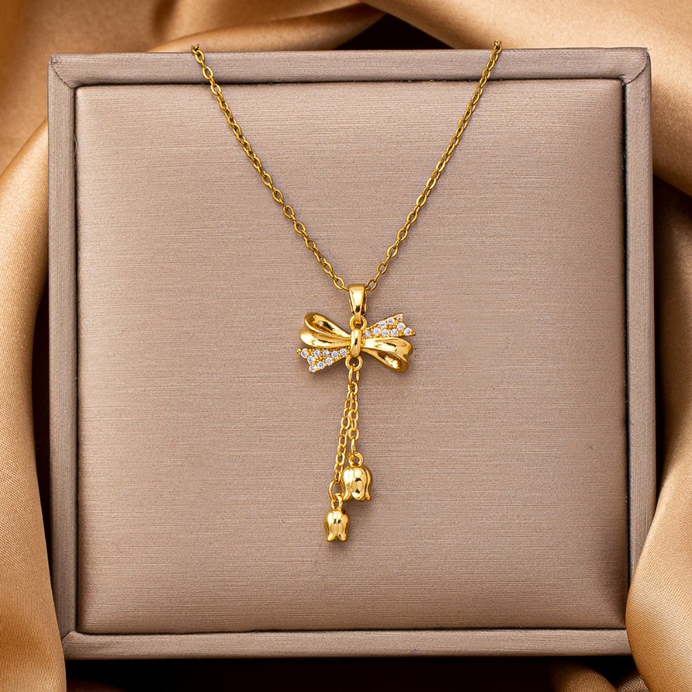 Collar Coquette con Rosas - Dorado - COL312