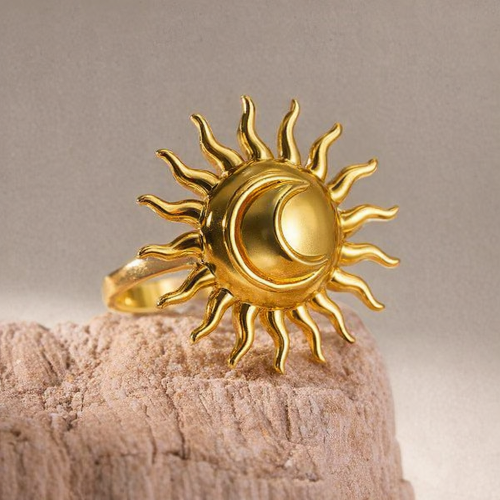 Anillo Ajustable Sol y Luna - Dorado - ANI241