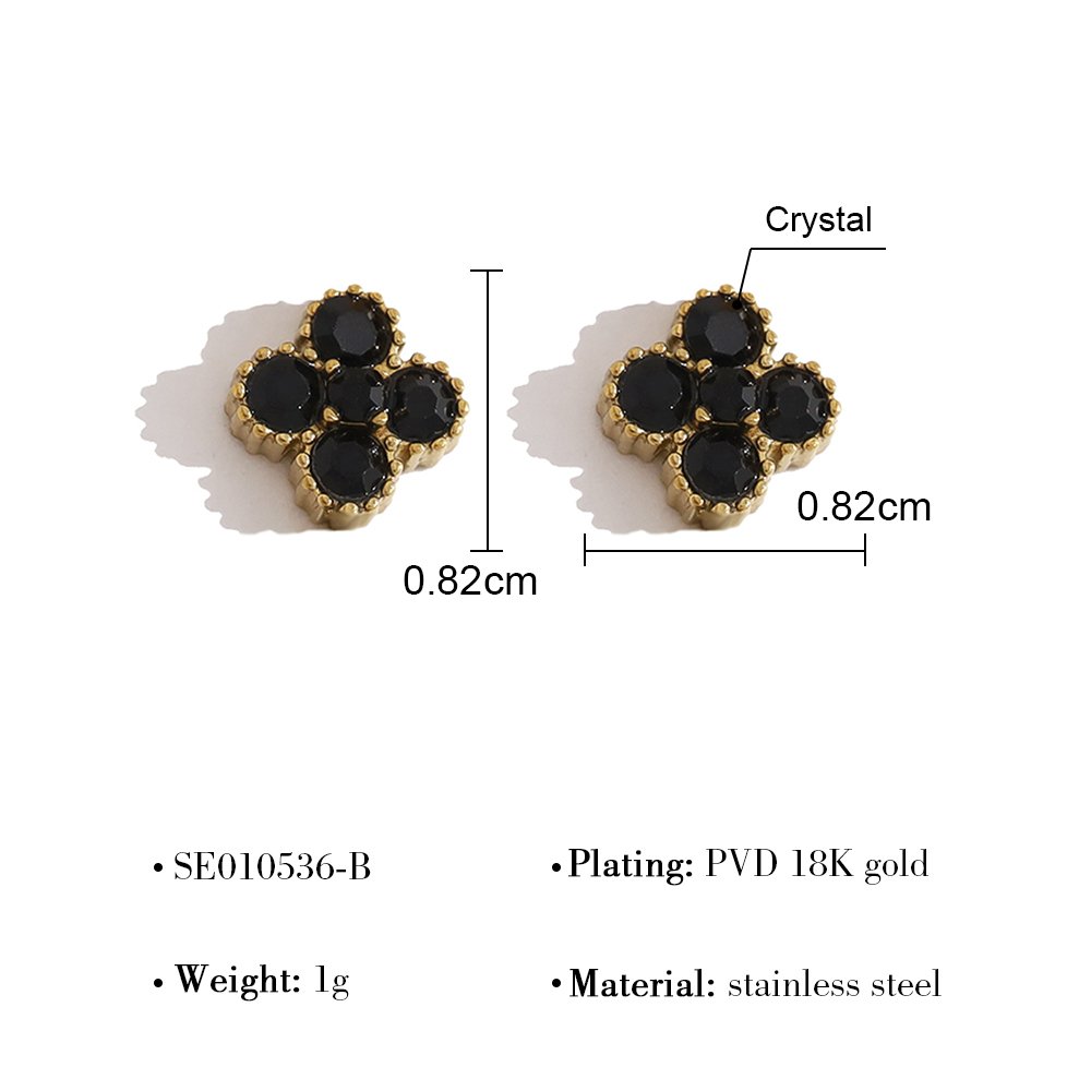 Arete Estilo Van Cleef Negro - Dorado - ART207