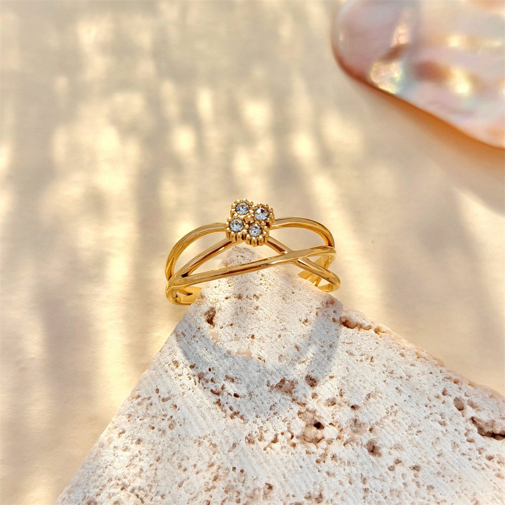Anillo Ajustable Estilo Van Cleef multi aros - Dorado - ANI213