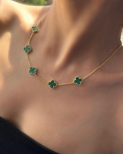 Collar Estilo Van Cleef Verde -Dorado - COL252