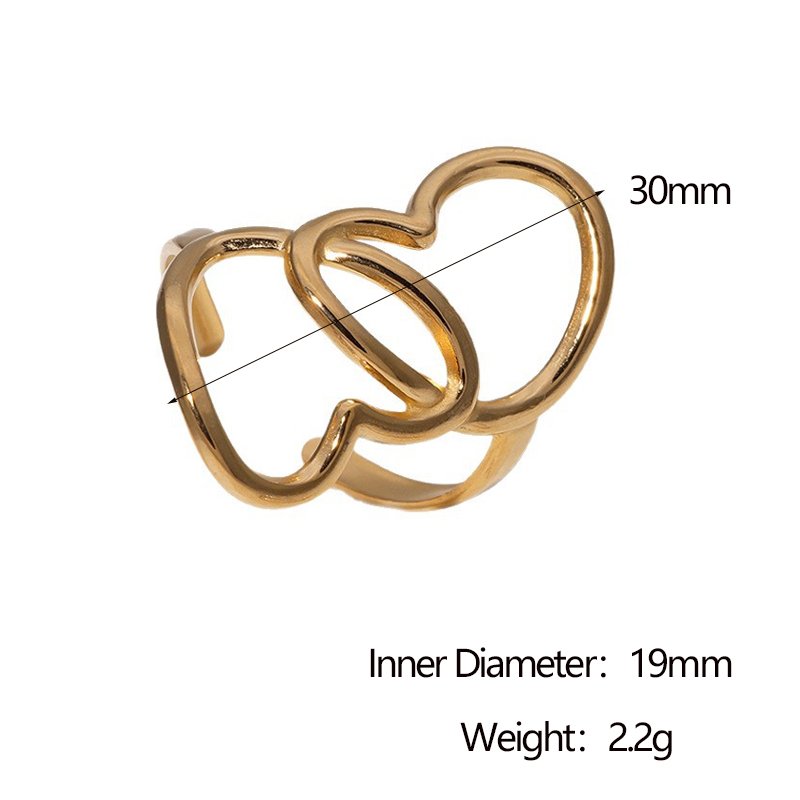 Anillo Ajustable Doble Corazón - Dorado - ANI239