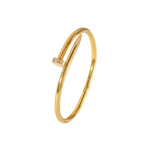 Brazalete Estilo Clavo con Circoneas - Dorado - BRA107