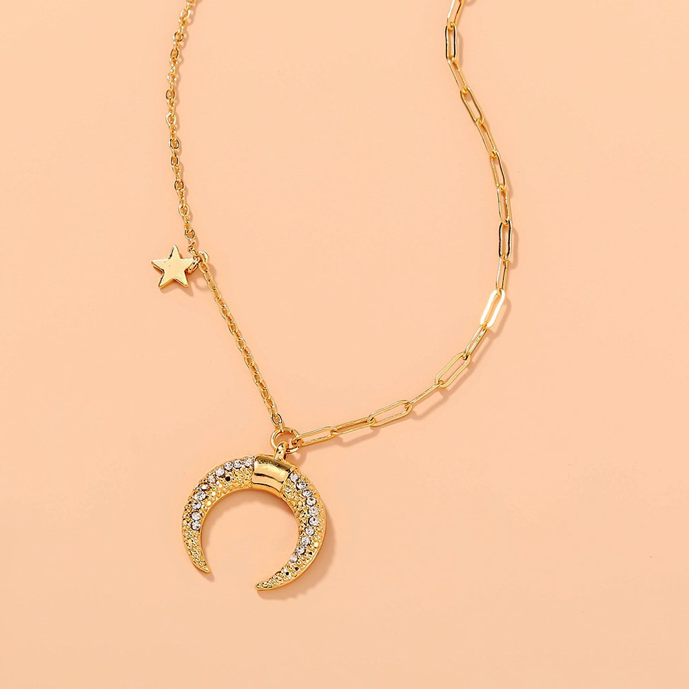 Collar de Media Luna con Microdiamantes - Dorado - COL276